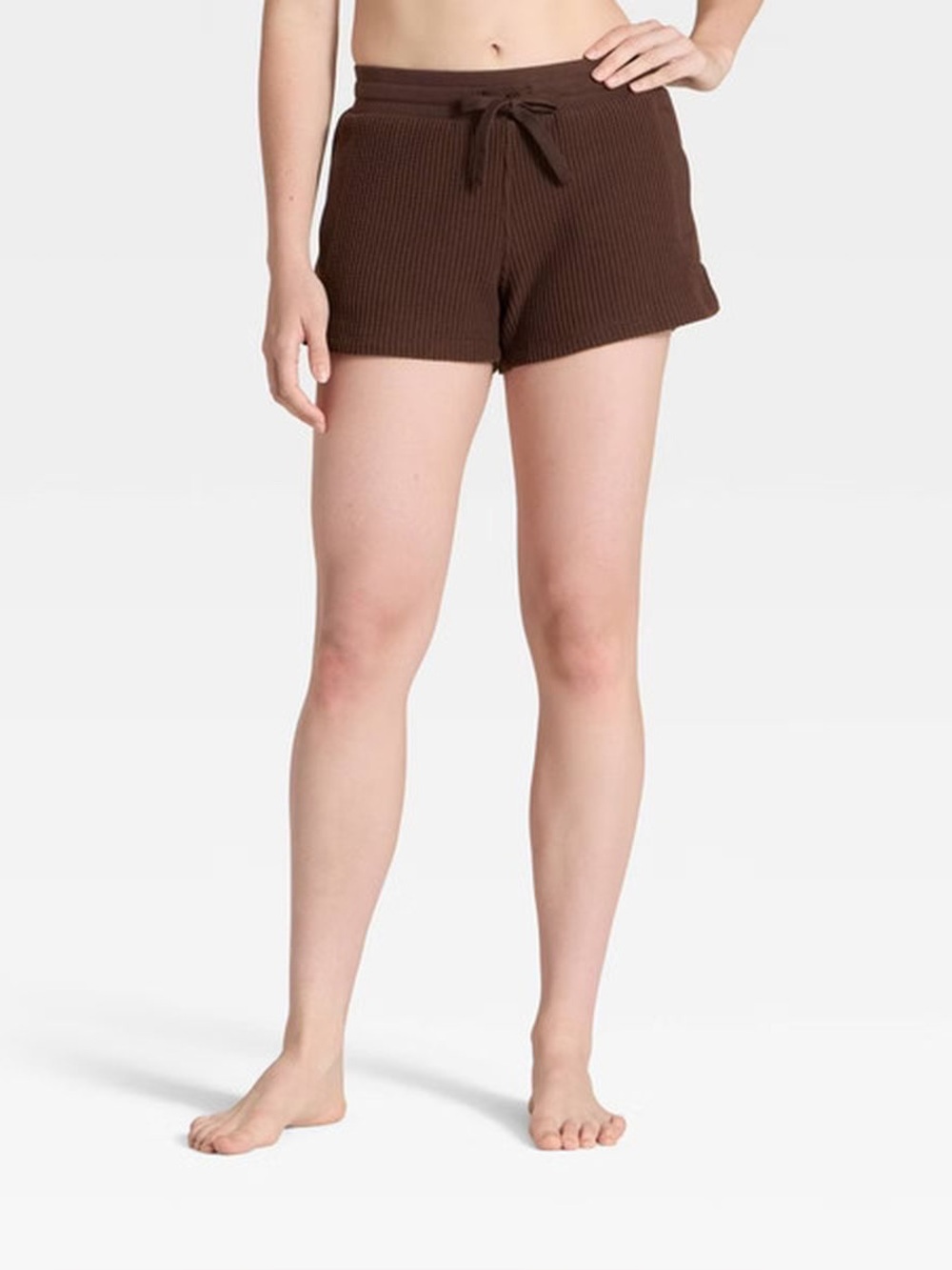 Auden Waffle Drawstring Lounge Shorts - Brown